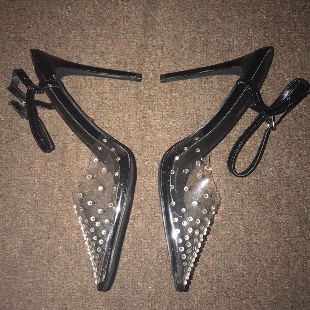 🖤 Rhinestones clear heels 👠 size 11 🖤